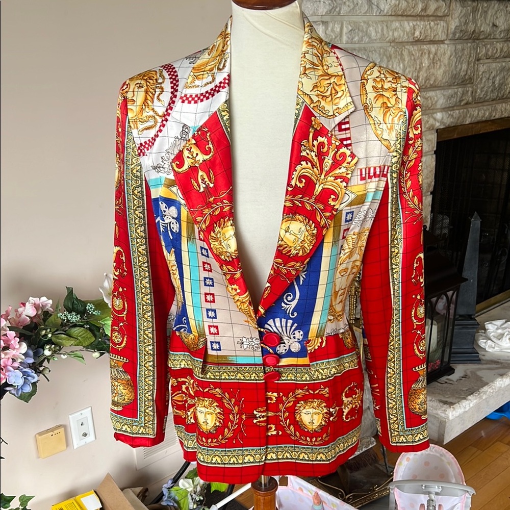 Vintage Baroque Print Statement Blazer